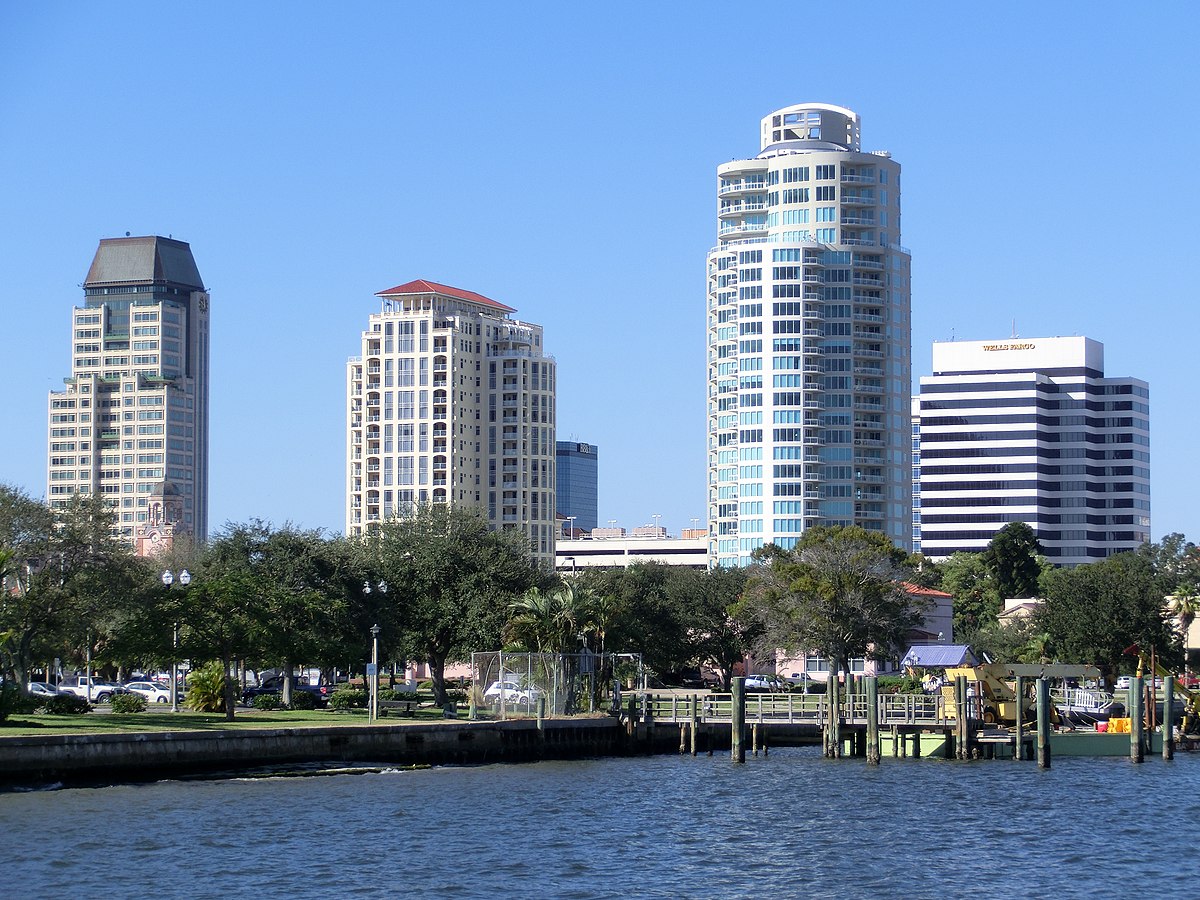 View of downtown St. Petersburg Florida from Spa Beach Park.