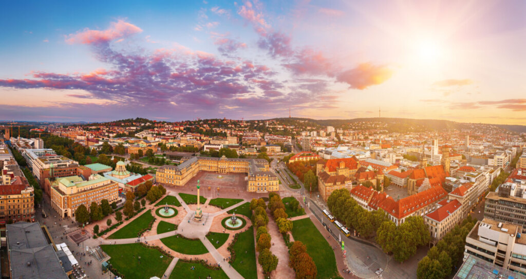Aerial view of Schlossplatz  in Hanover, Germany