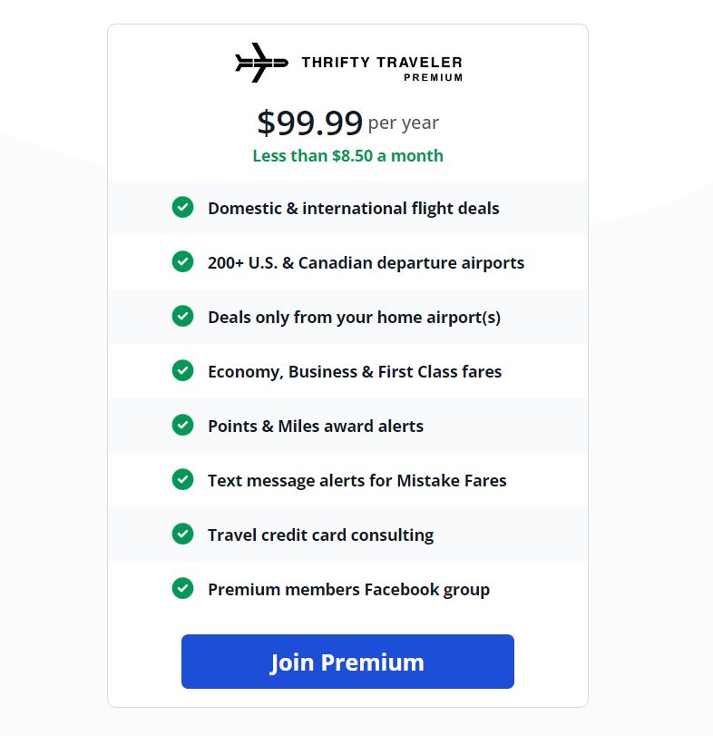Thrifty Traveler Membership Fee and Inclusion