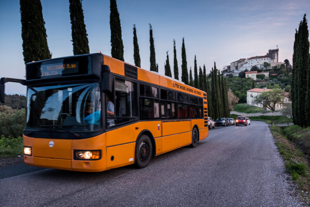 Public transportation bus in Tuscany, Italy
