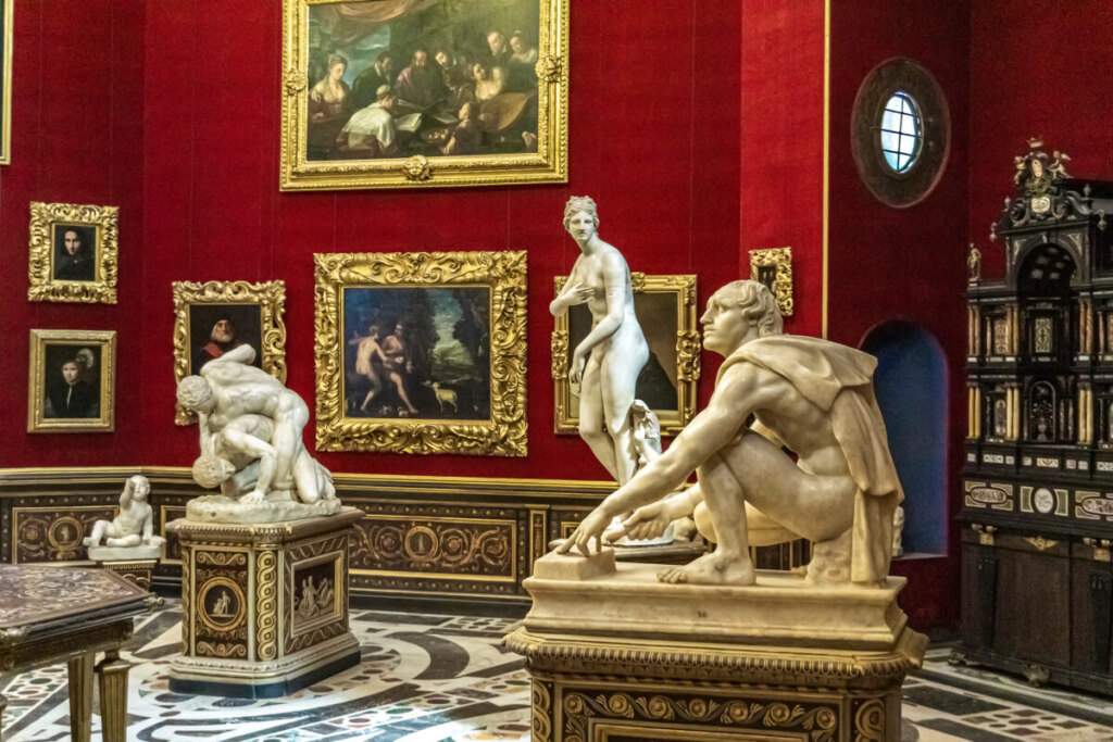 Tribune room art exhibit at Uffizi Gallery in Florence, Italy