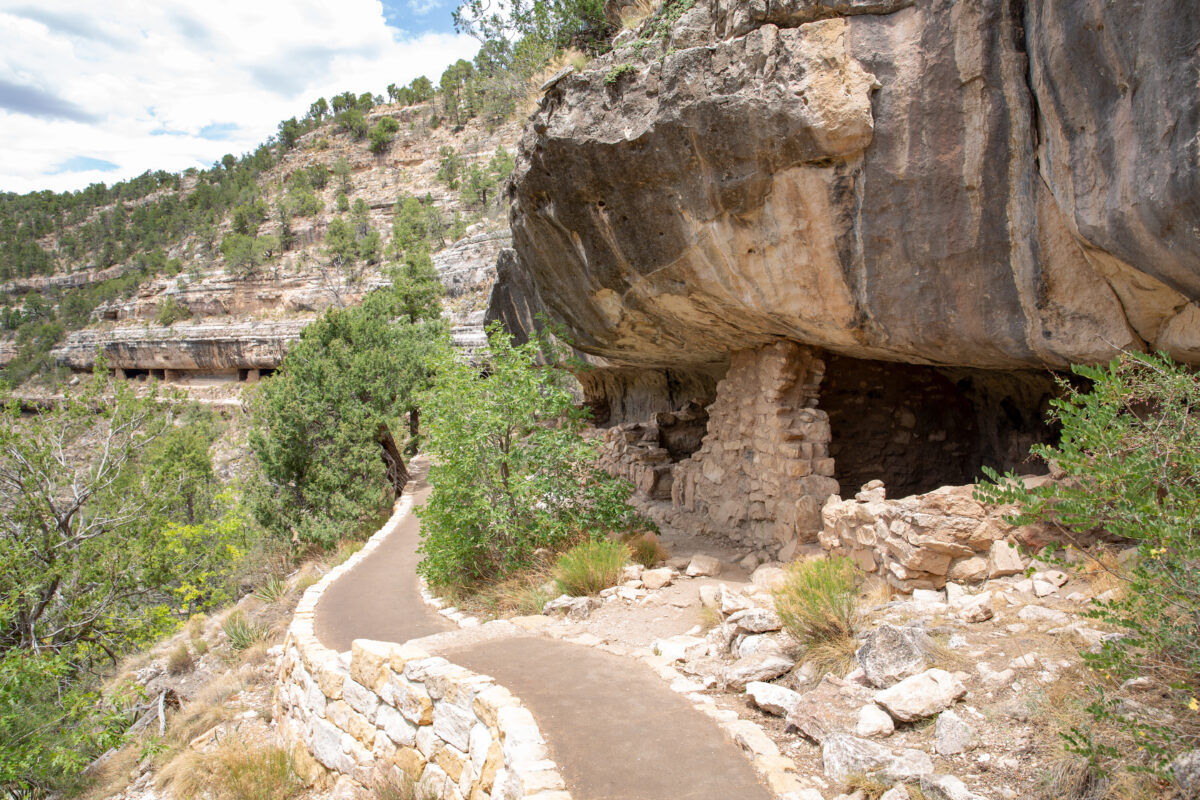 Indian cliff dwellings in Walnut Canyon National Monument, Arizona, USA